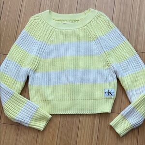 Calvin Klein Women's Lemon and White Striped Sweater